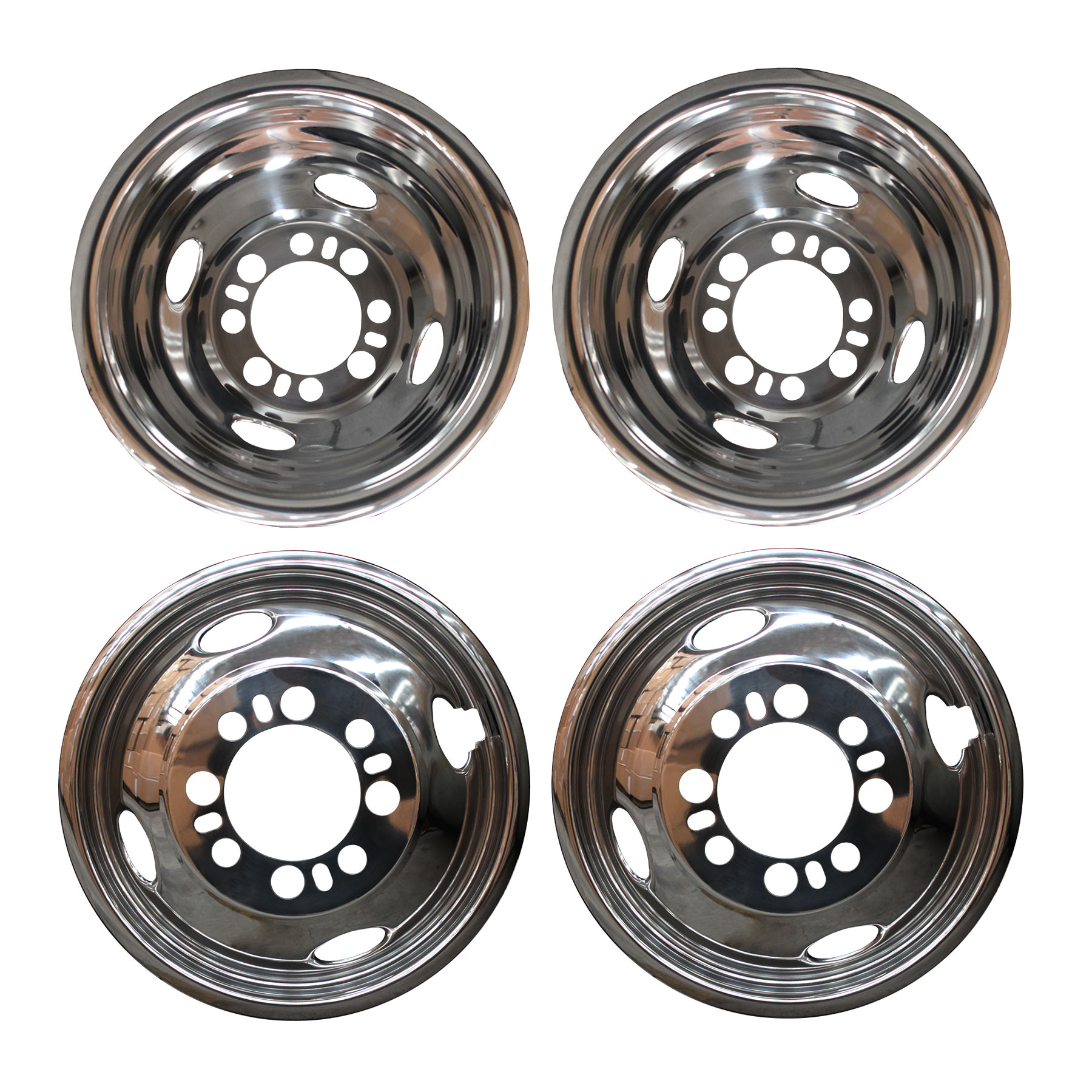 4pcs 16" Dually Steel Wheel Simulators 8 Lug 4 Hand Hole Skins Liners