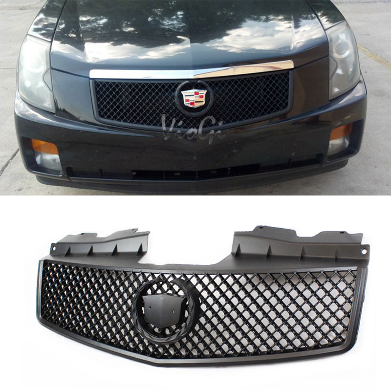 Fit 0307 Cadillac CTS Luxury VStyle Black ABS Front Mesh Grille+Emblem Holder eBay