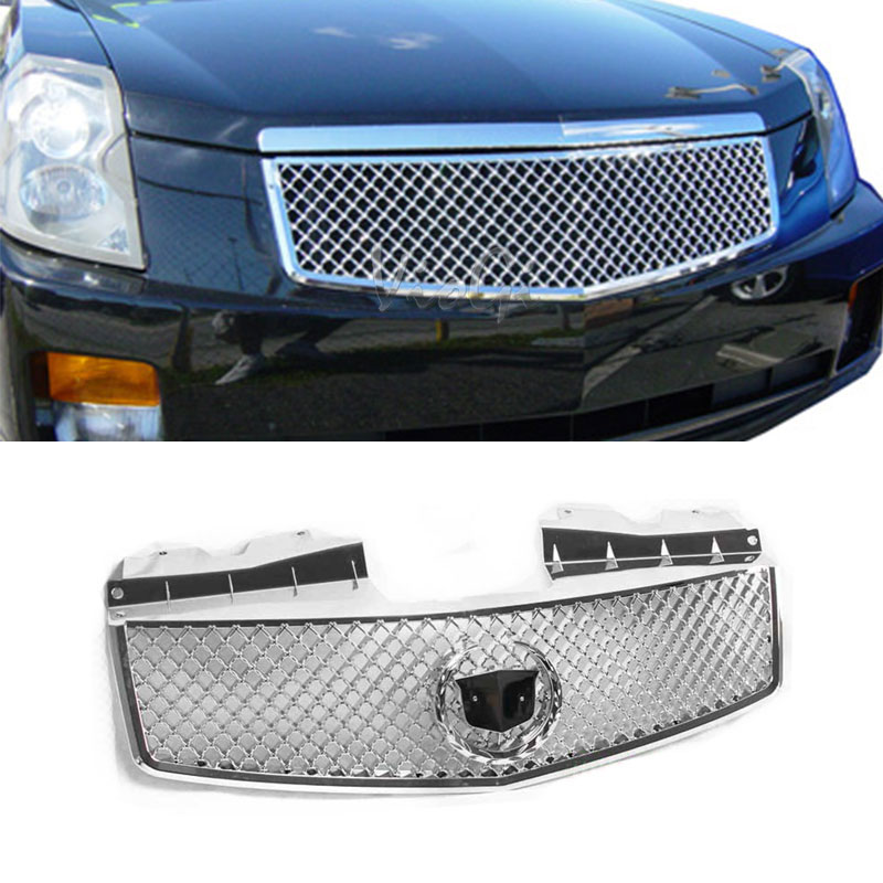 Fit 0307 Cadillac CTS Luxury VStyle Chrome ABS Front Mesh Grille+Emblem Holder eBay