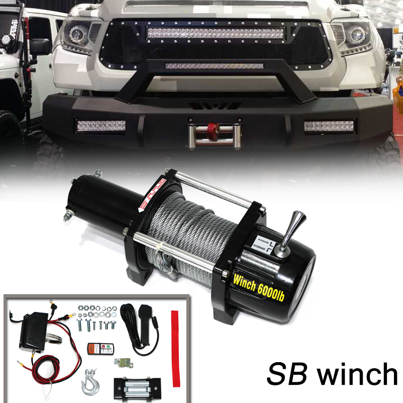 SB 6000Lb 12V Electric Recovery Waterproof Winch Kit for SUV UTV ATV Boat
